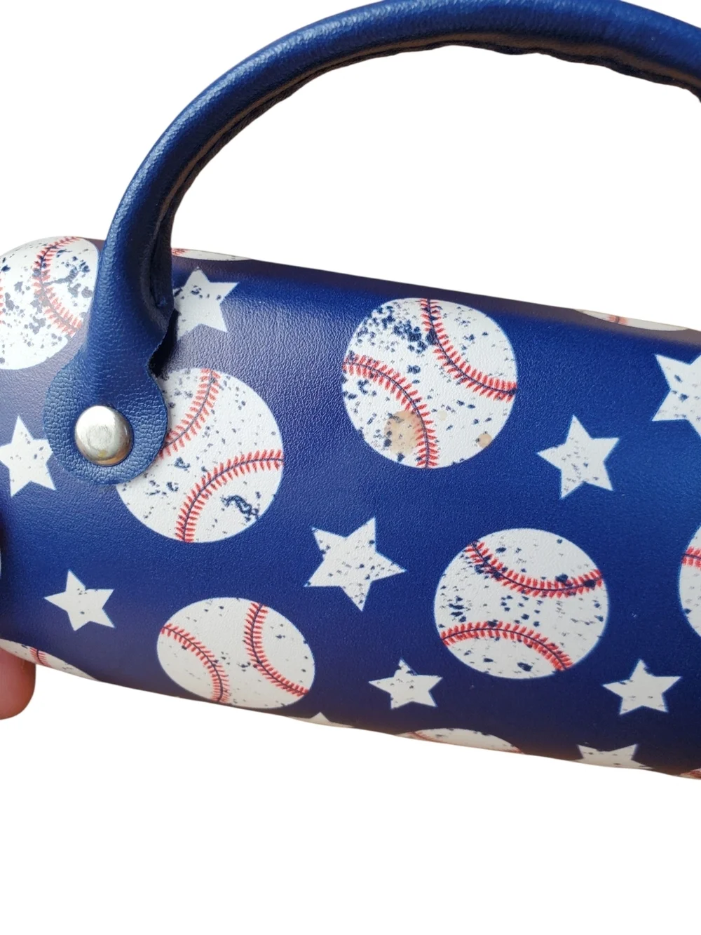 Blue Baseball Pattern Hard Shell Glasses Case